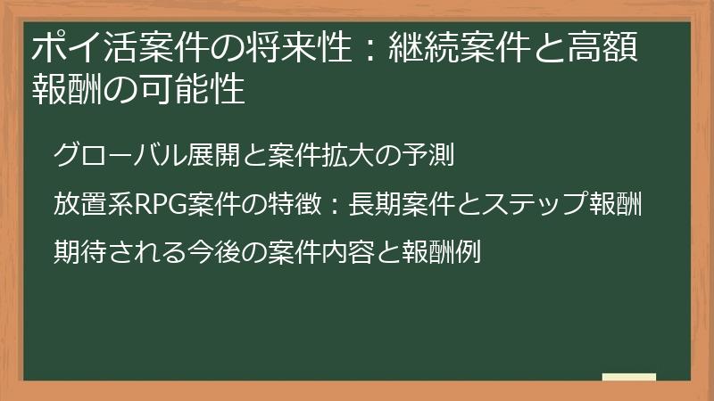 ポイ活案件の将来性：継続案件と高額報酬の可能性