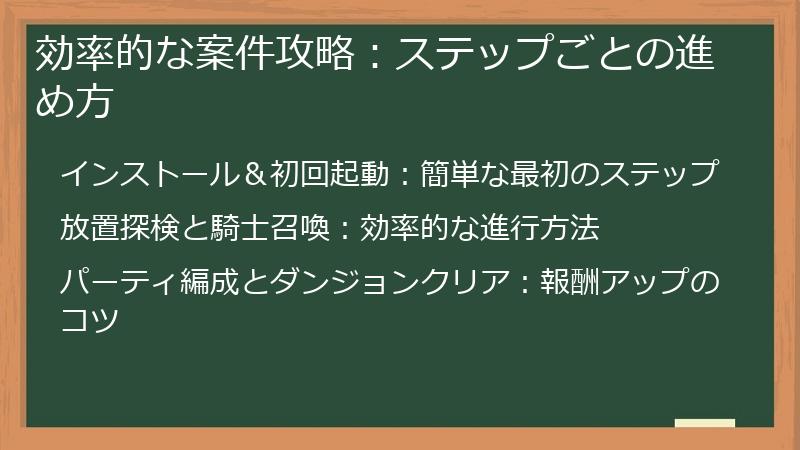 効率的な案件攻略：ステップごとの進め方