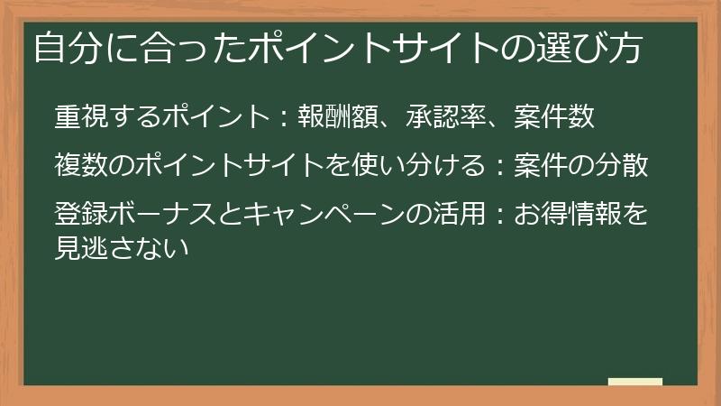 自分に合ったポイントサイトの選び方
