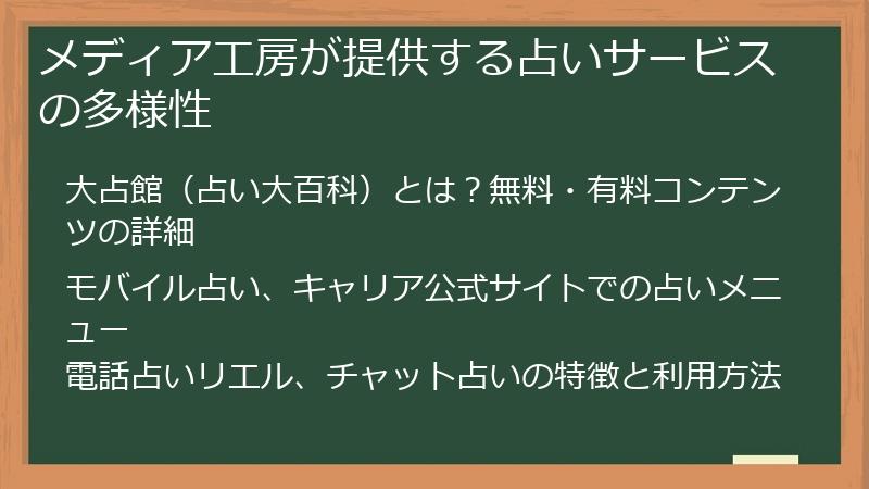 メディア工房が提供する占いサービスの多様性