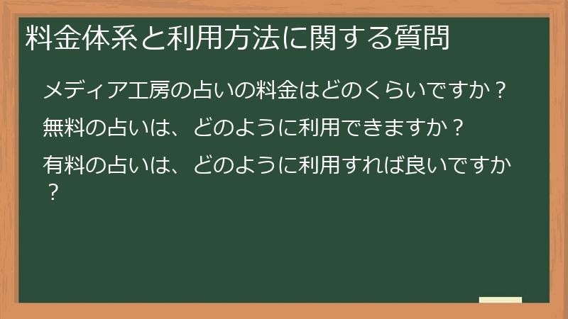 料金体系と利用方法に関する質問