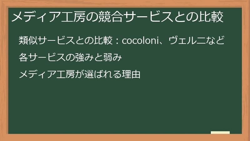 メディア工房の競合サービスとの比較