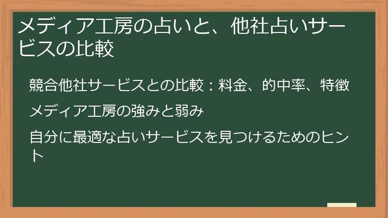 メディア工房の占いと、他社占いサービスの比較