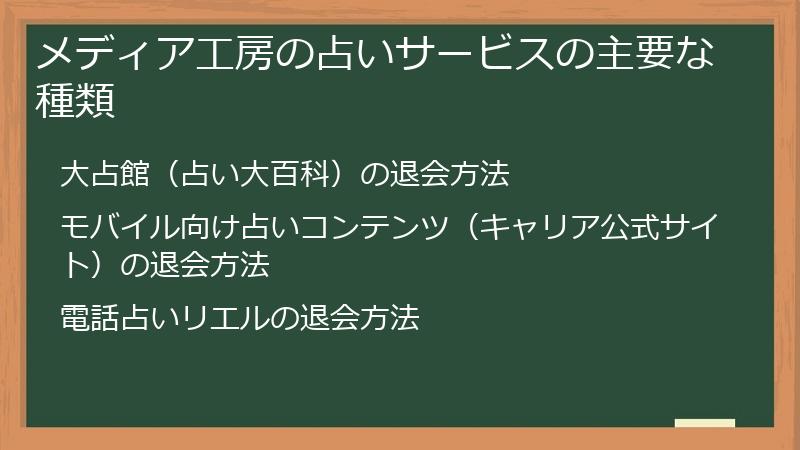 メディア工房の占いサービスの主要な種類