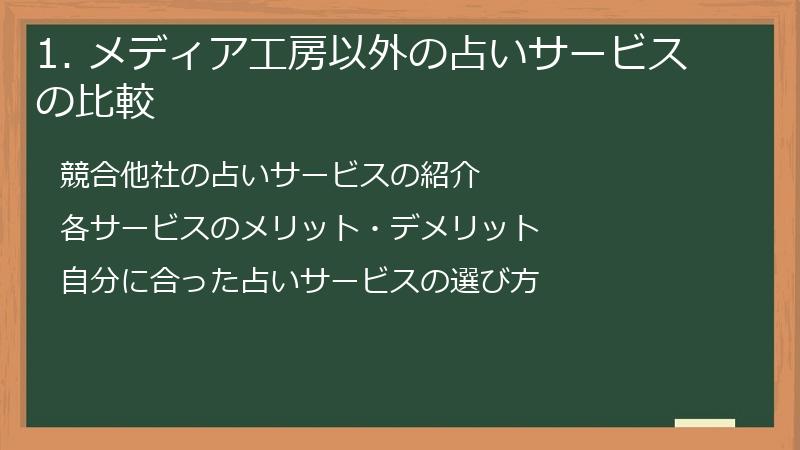 1. メディア工房以外の占いサービスの比較