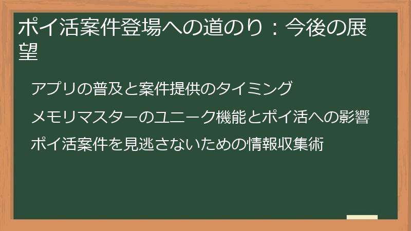 ポイ活案件登場への道のり：今後の展望