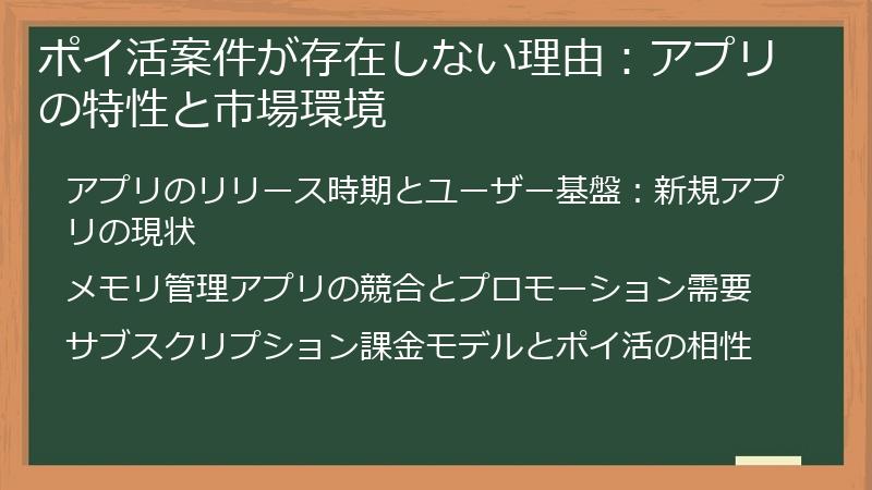 ポイ活案件が存在しない理由：アプリの特性と市場環境