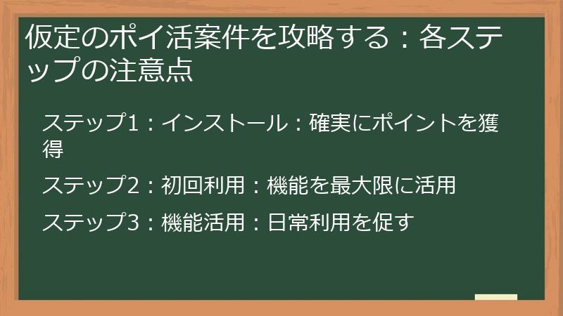 仮定のポイ活案件を攻略する：各ステップの注意点
