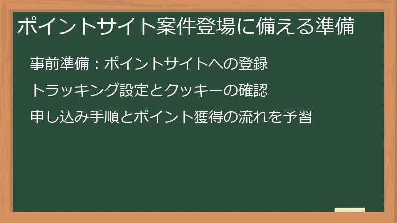 ポイントサイト案件登場に備える準備