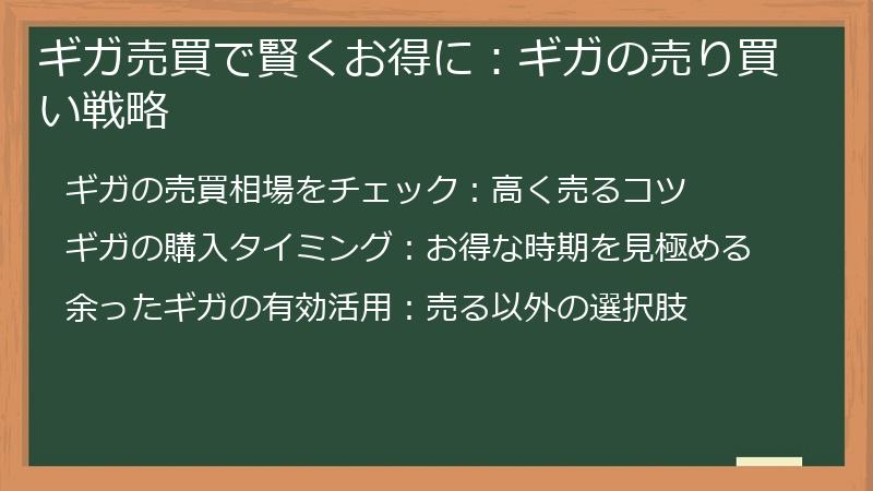 ギガ売買で賢くお得に：ギガの売り買い戦略