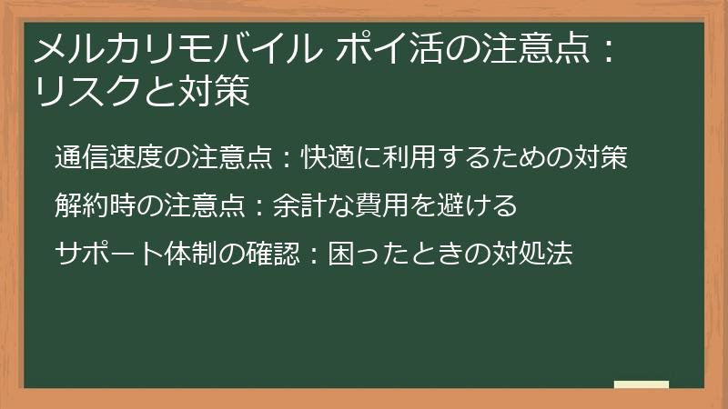 メルカリモバイル ポイ活の注意点：リスクと対策