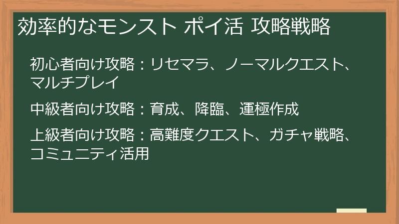 効率的なモンスト ポイ活 攻略戦略