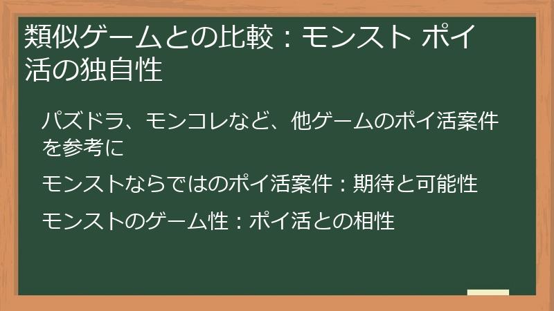 類似ゲームとの比較：モンスト ポイ活の独自性