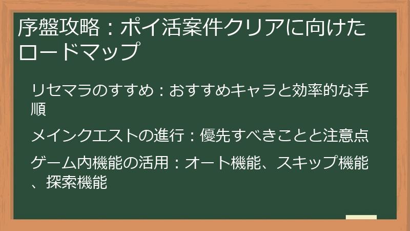 序盤攻略：ポイ活案件クリアに向けたロードマップ