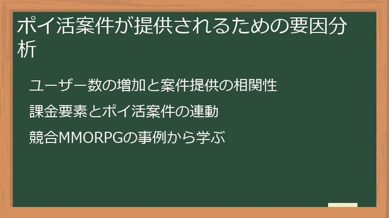 ポイ活案件が提供されるための要因分析