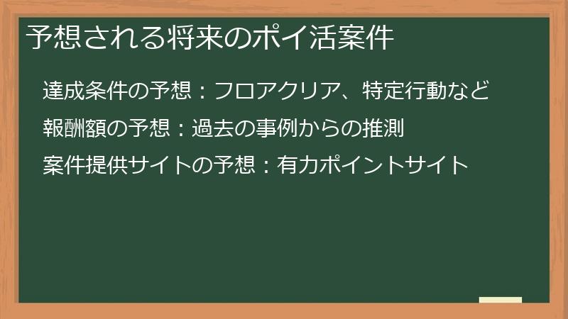 予想される将来のポイ活案件
