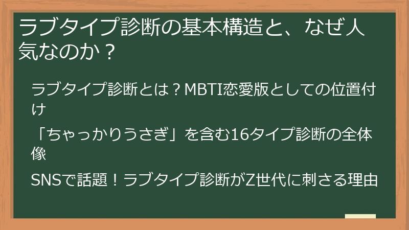 ラブタイプ診断の基本構造と、なぜ人気なのか？