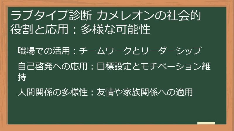 ラブタイプ診断 カメレオンの社会的役割と応用：多様な可能性