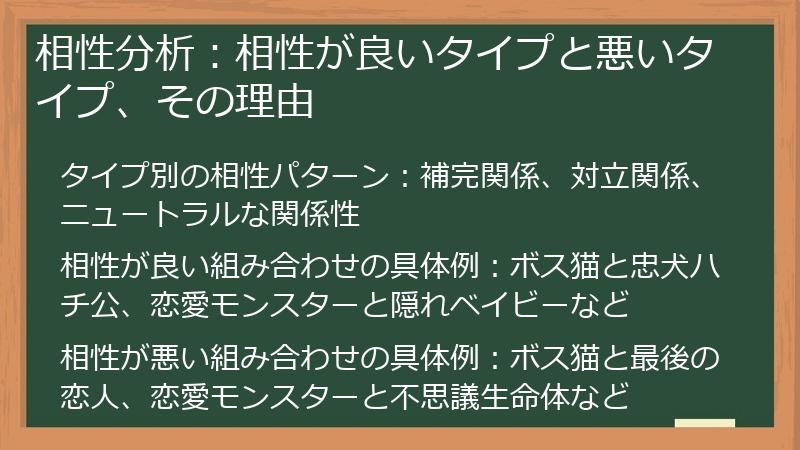 相性分析:相性が良いタイプと悪いタイプ、その理由