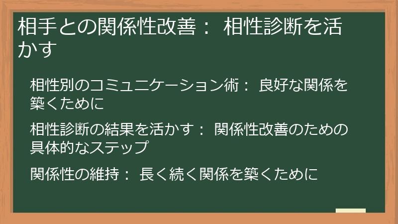 相手との関係性改善: 相性診断を活かす