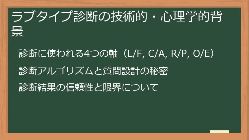 ラブタイプ診断の技術的・心理学的背景