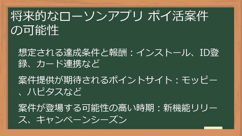 将来的なローソンアプリ ポイ活案件の可能性