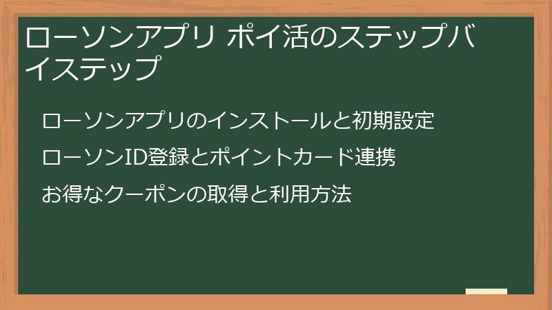 ローソンアプリ ポイ活のステップバイステップ