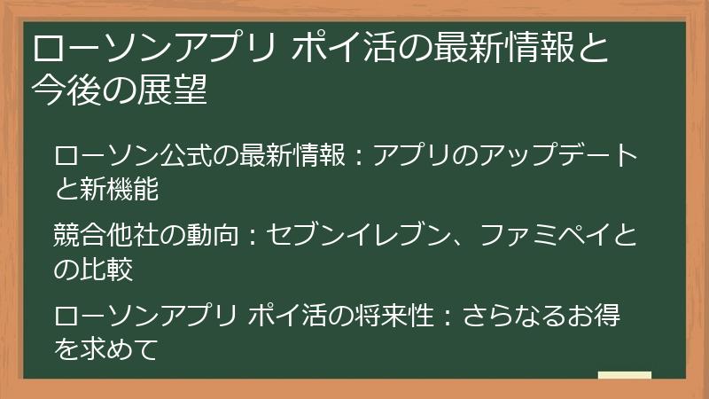 ローソンアプリ ポイ活の最新情報と今後の展望