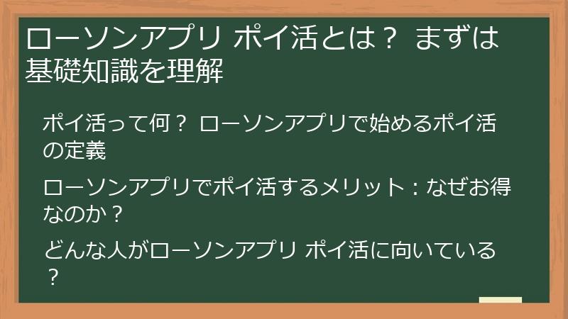 ローソンアプリ ポイ活とは？ まずは基礎知識を理解