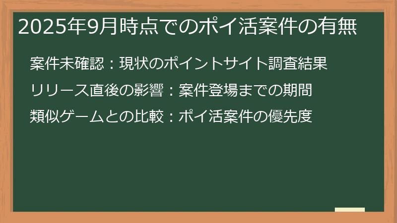 2025年9月時点でのポイ活案件の有無