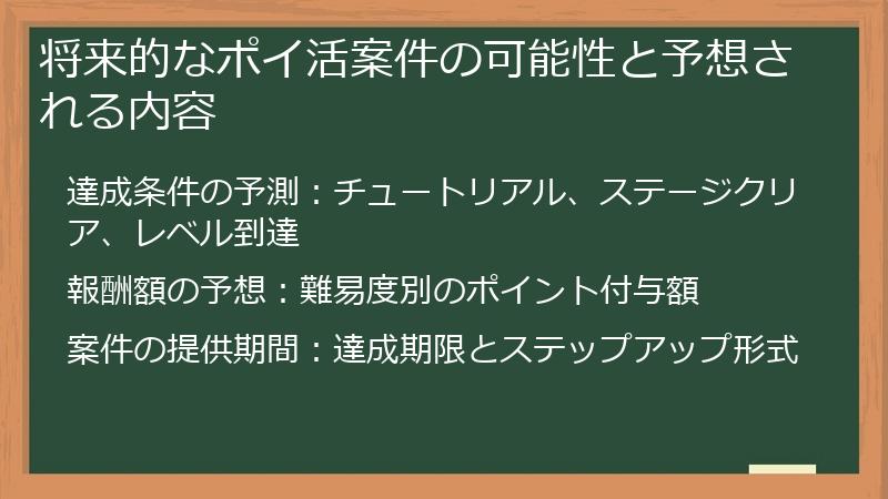 将来的なポイ活案件の可能性と予想される内容