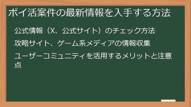 ポイ活案件の最新情報を入手する方法
