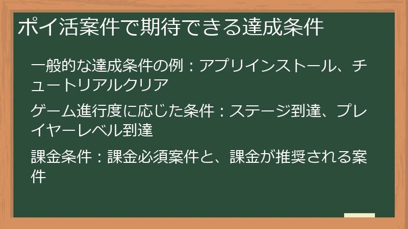 ポイ活案件で期待できる達成条件