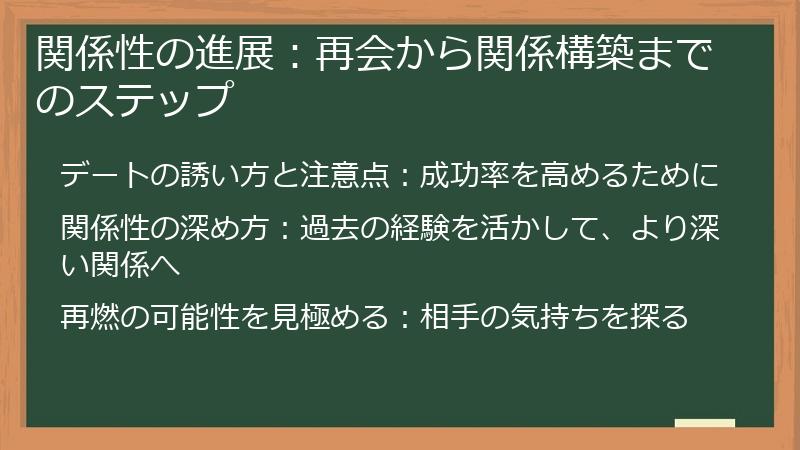 関係性の進展：再会から関係構築までのステップ