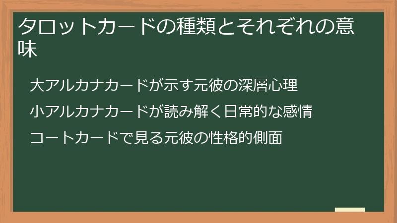 タロットカードの種類とそれぞれの意味