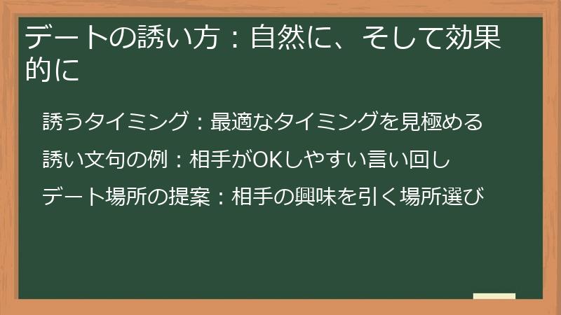 デートの誘い方：自然に、そして効果的に