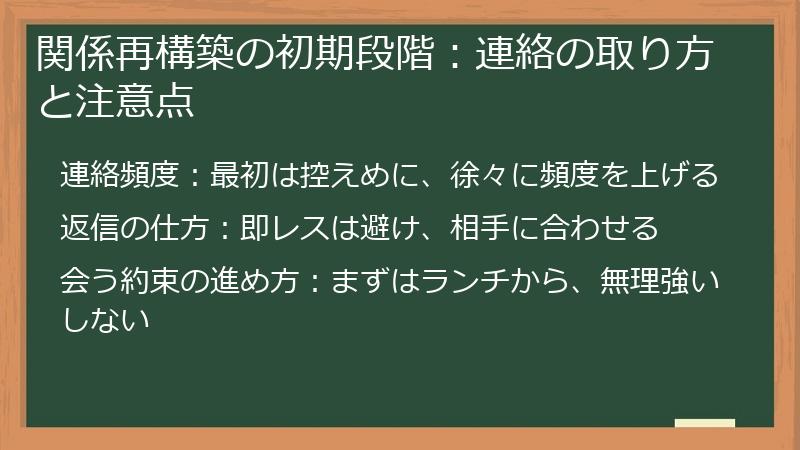 関係再構築の初期段階：連絡の取り方と注意点