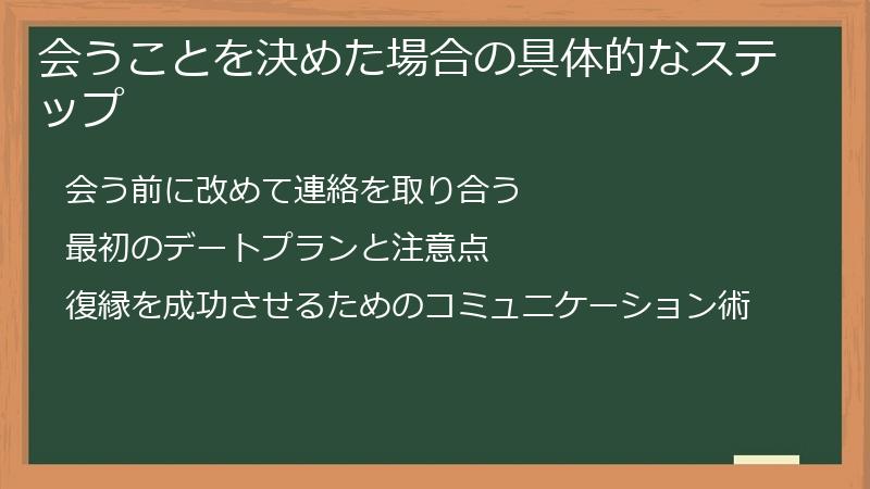 会うことを決めた場合の具体的なステップ