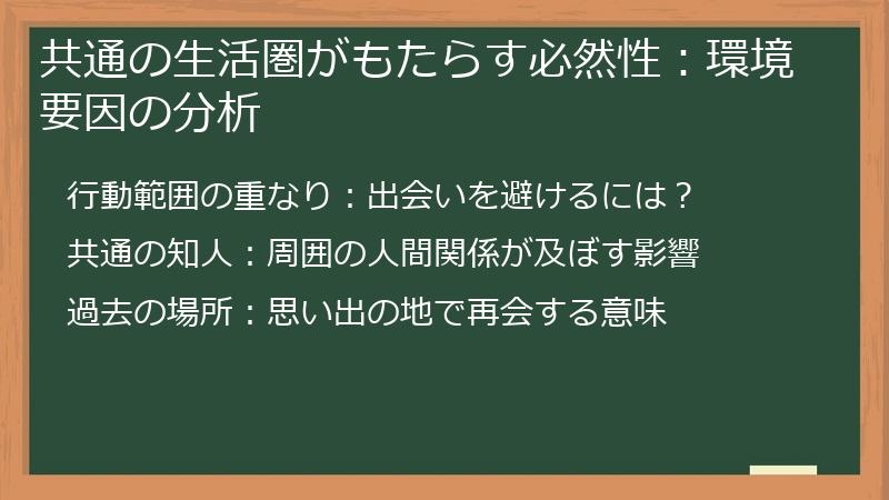 共通の生活圏がもたらす必然性:環境要因の分析