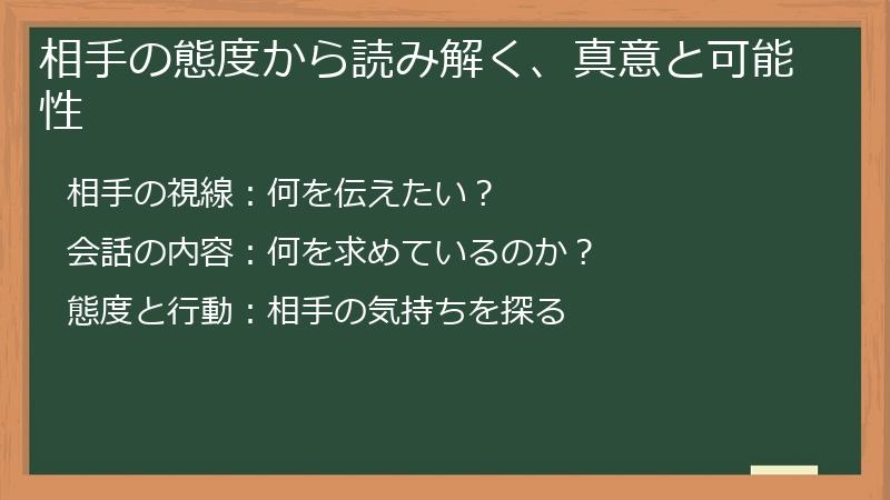 相手の態度から読み解く、真意と可能性