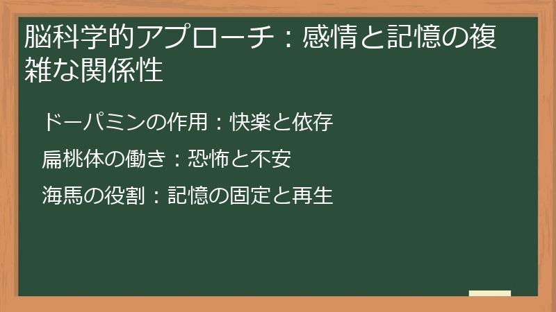 脳科学的アプローチ：感情と記憶の複雑な関係性