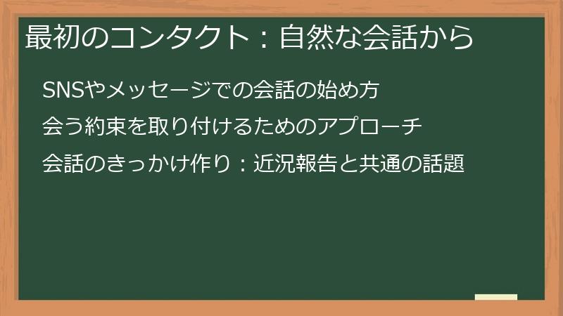 最初のコンタクト：自然な会話から