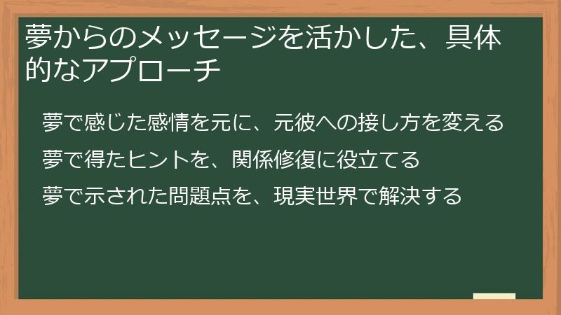 夢からのメッセージを活かした、具体的なアプローチ