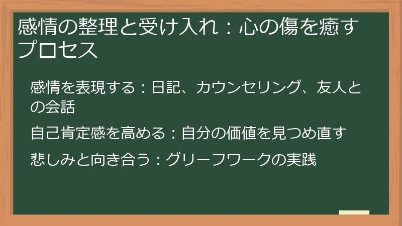 感情の整理と受け入れ：心の傷を癒すプロセス