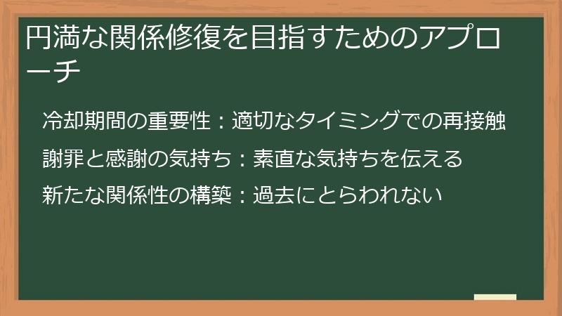 円満な関係修復を目指すためのアプローチ