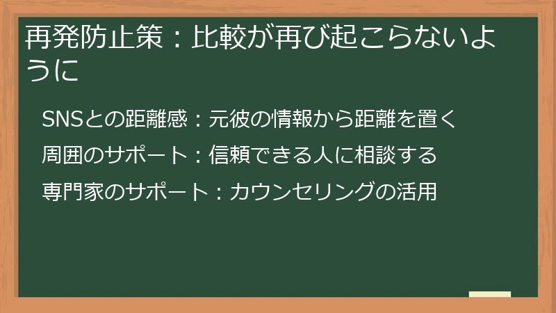 再発防止策:比較が再び起こらないように