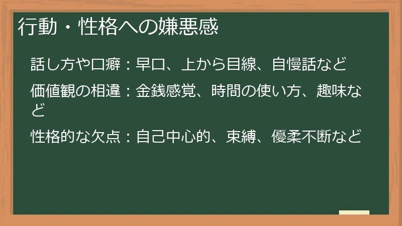 行動・性格への嫌悪感