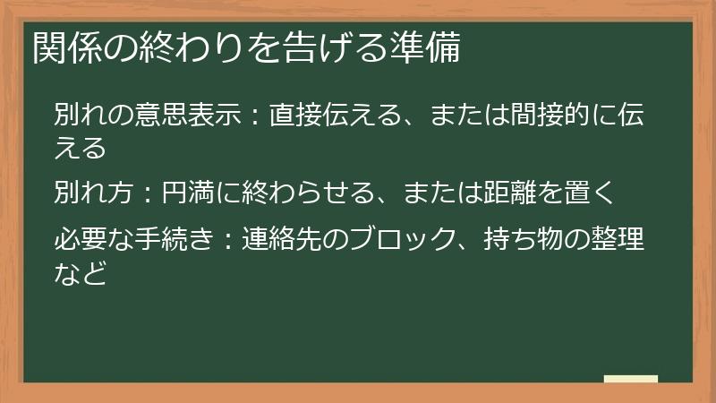 関係の終わりを告げる準備