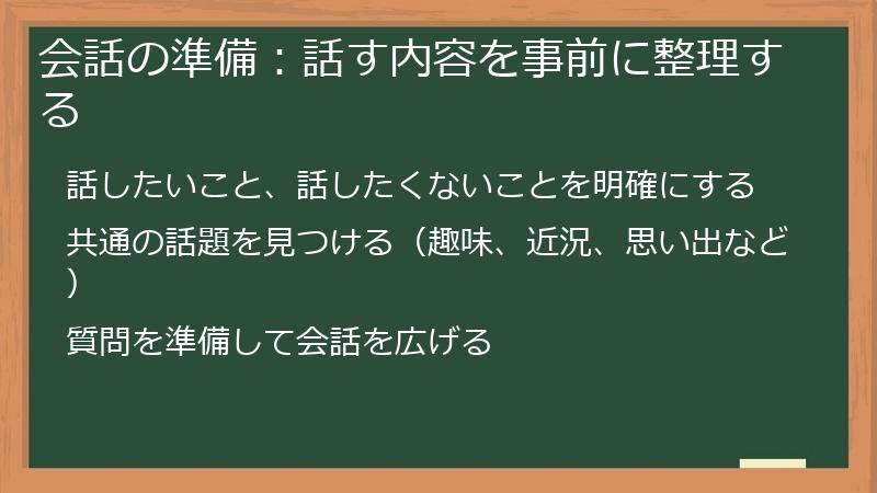 会話の準備：話す内容を事前に整理する