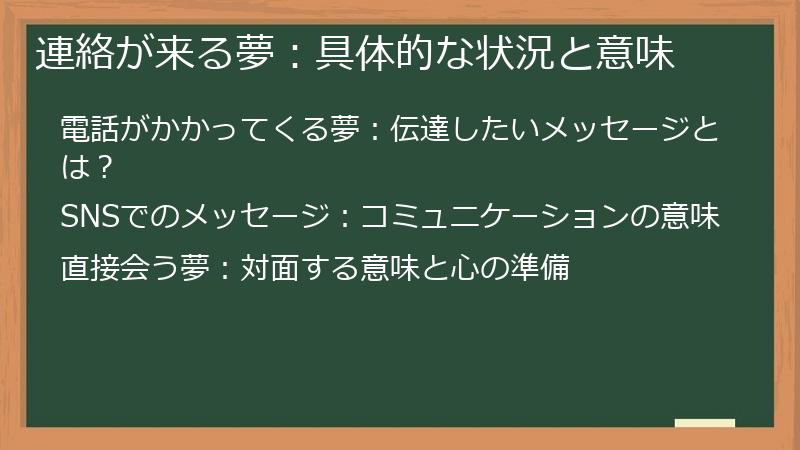 連絡が来る夢：具体的な状況と意味